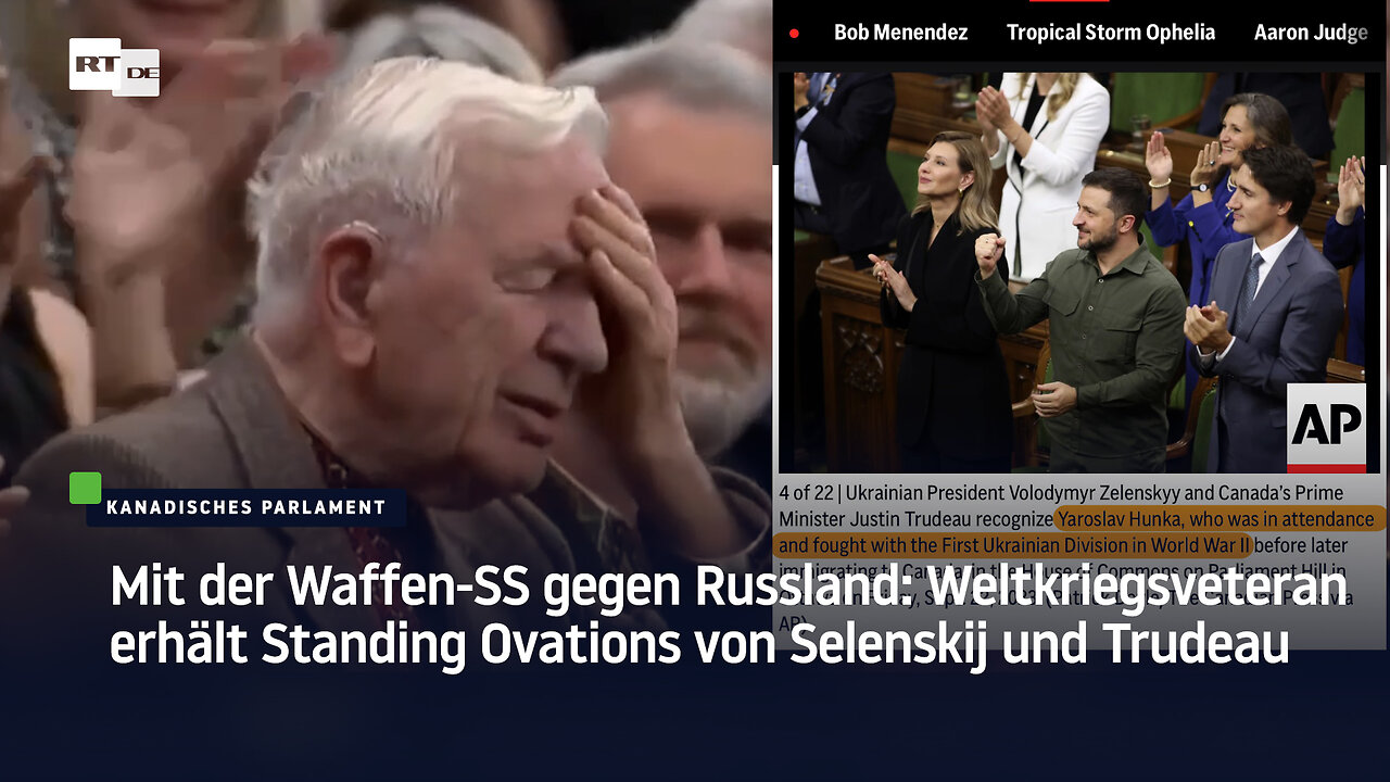 Weltkriegsveteran erhält Standing Ovations von Selenskij und Trudeau