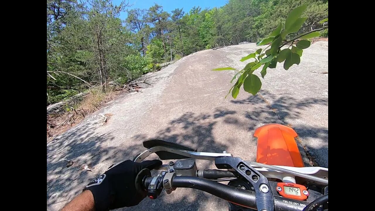 Lugging the KTM 300 on a Rock Face in North Carolina