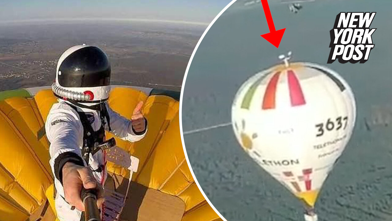 Full of 'hot air': Man stands on top of balloon 13K feet up