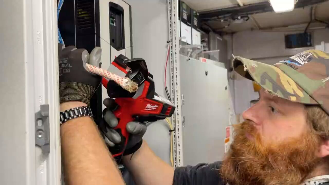 Trying out my new Milwaukee cable cutter.