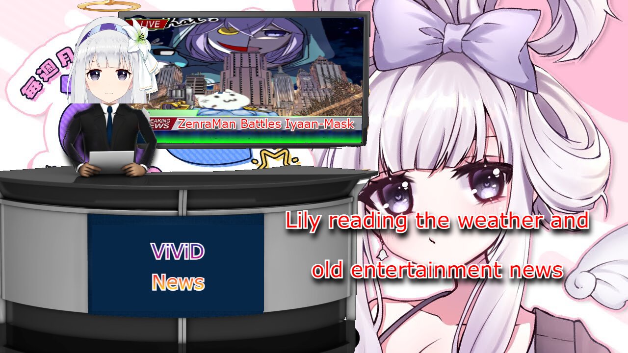 vtuber Shirayuri Lily acting like a Weather girl and news anchor