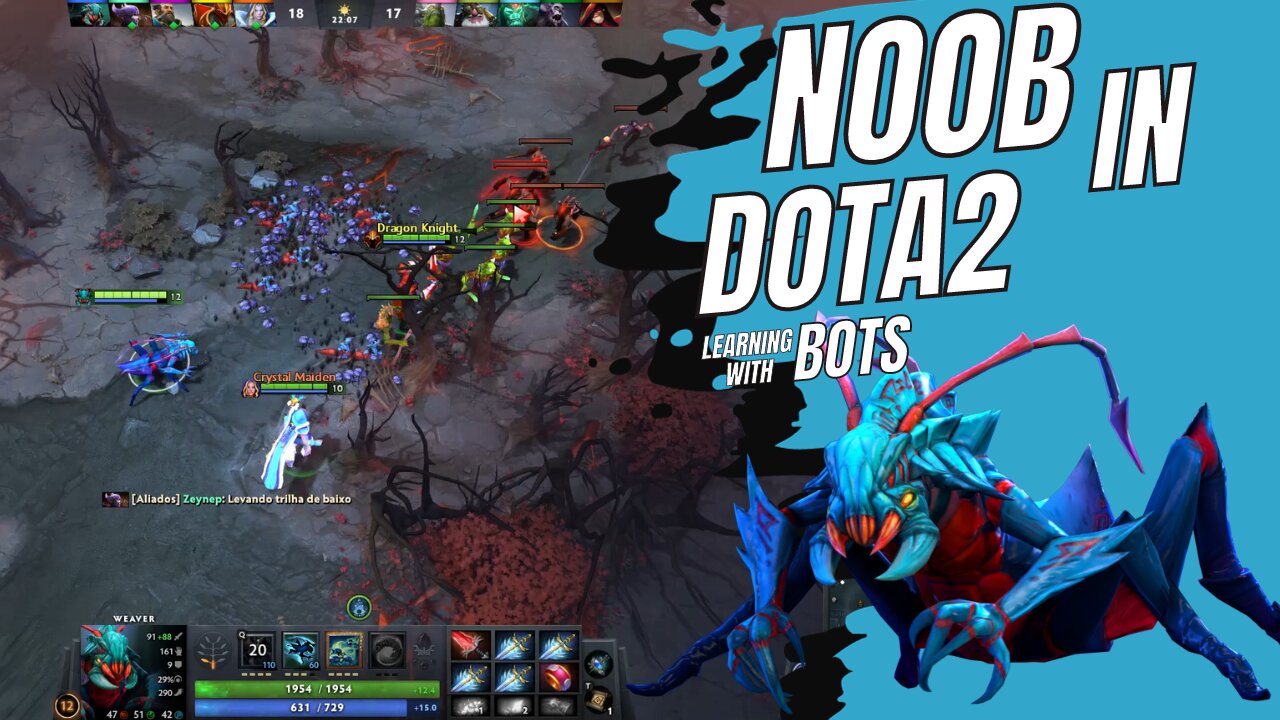 Noob em Dota 2 - Aprendendo a jogar contra bots - Weaver