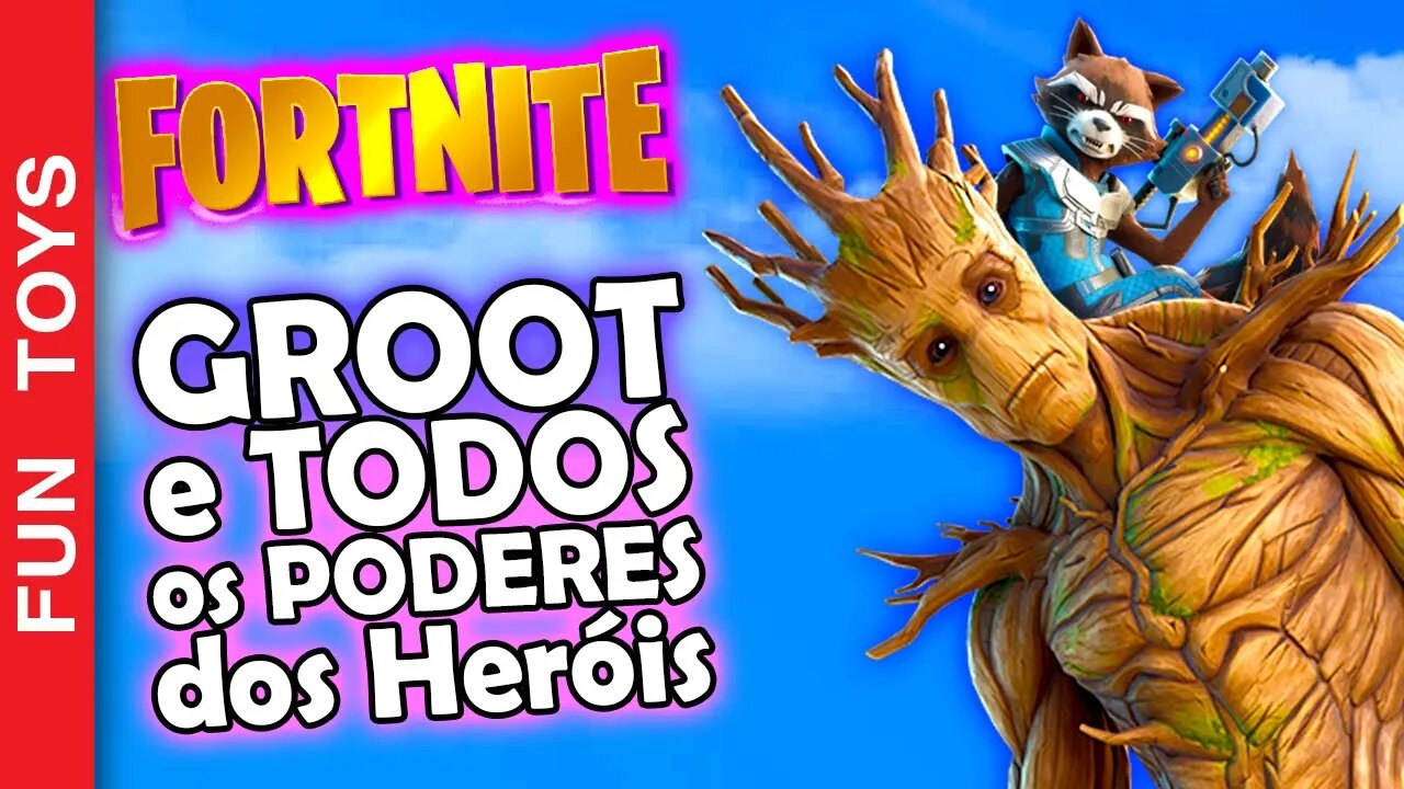 Mostramos TODOS os PODERES dos Heróis do Fortnite no modo NOCAUTE da MARVEL e veja como é o GROOT 🌱