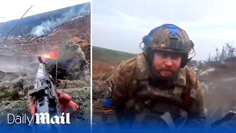 Ukrainian marines rush towards Russian trenches in terrifying GoPro footage
