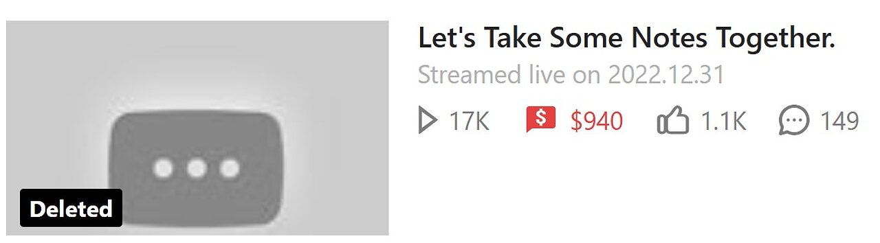 12-31-2022 The YouTube Underground PRIVATED "Let s Take Some Notes Together" no chat