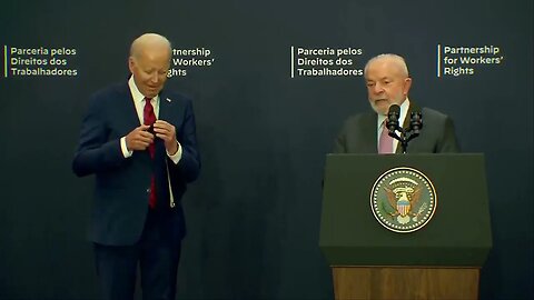 Biden Gets VERY Confused Trying To Figure Out How To Work His Earpiece At Event With Brazil Pres.