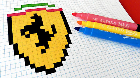 how to Draw Ferrari Logo - Hello Pixel Art by Garbi KW