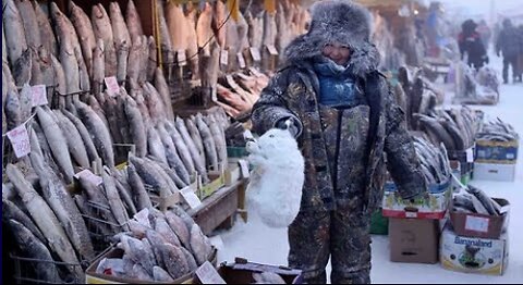 Yakutsk, Siberia : COLDEST market on Earth. everything is deep frozen!