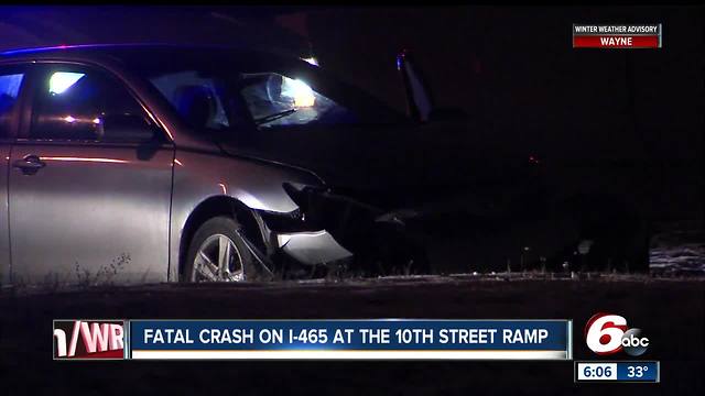 Woman sitting on car seat killed when car hit median on I-465