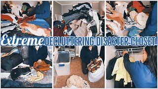 EXTREME DECLUTTERING DISASTER CLOSET 2021 | ez tingz