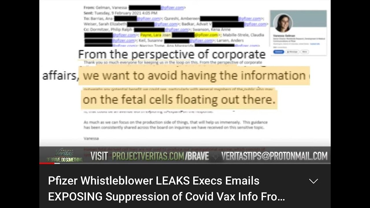 Pfizer Whistleblower REVEALS FETAL CELLS IN THE DEATH VAX!!!!!!!!!!!