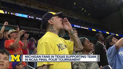 Michigan fans in Texas supporting the team in Final Four
