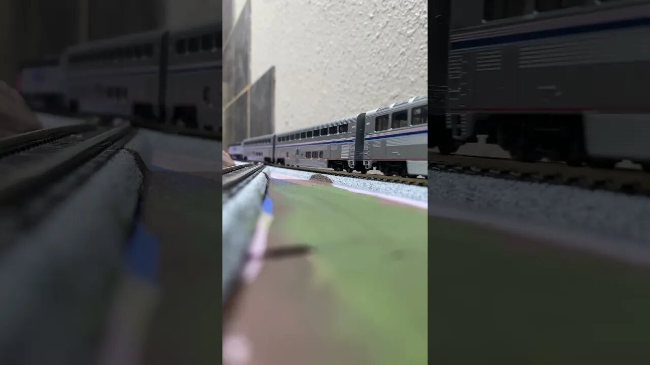 N Scale Amtrak rolling by