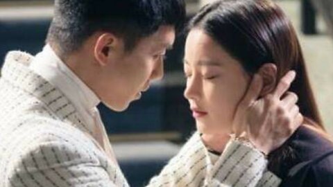 Romantic couple kissing scene