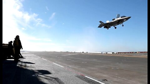 First time F-35 aircraft perform landing flight operation on USS Tripoli
