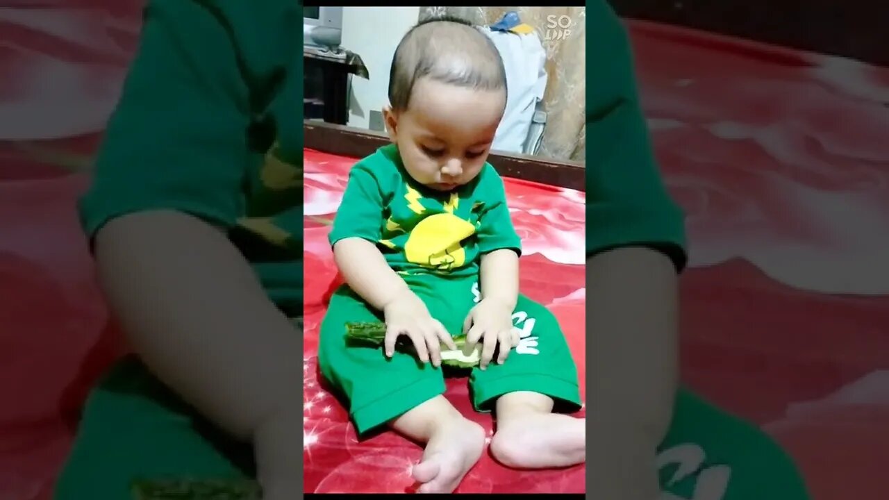 mussa, eating, bitter gourd, karella, cute, baby, so sweet, eating championship