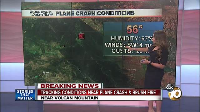 Tracking conditions near plane crash and brush fire