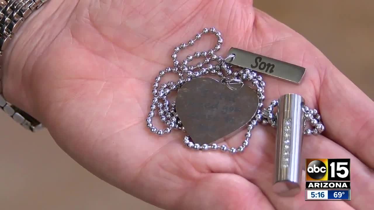 Valley woman looking for owner of found memorial necklace with son's ashes