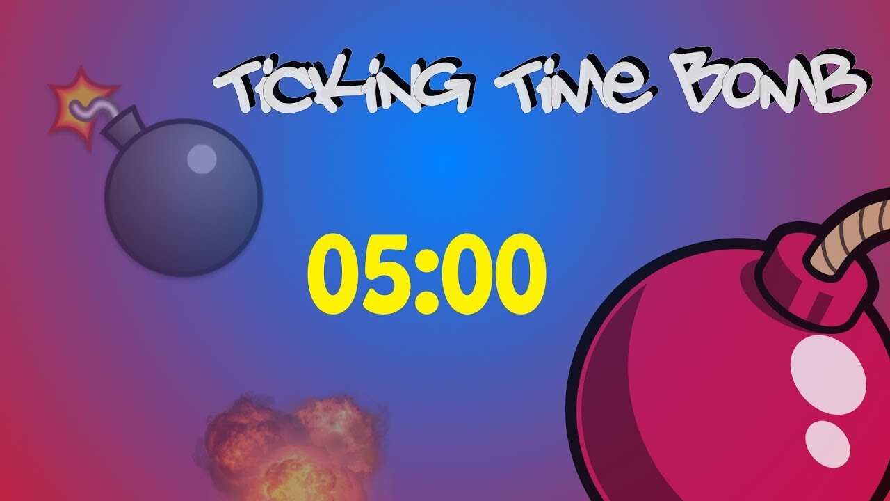 5 Minute Timer and Stopwatch with Fun Background Music and Explosion - Ticking Time Bomb