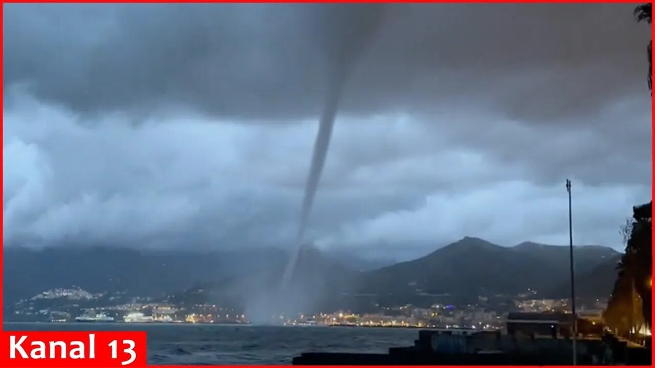 Devastating tornado struck the coast of Palermo in Italy, caused the sinking yacht Bayesian