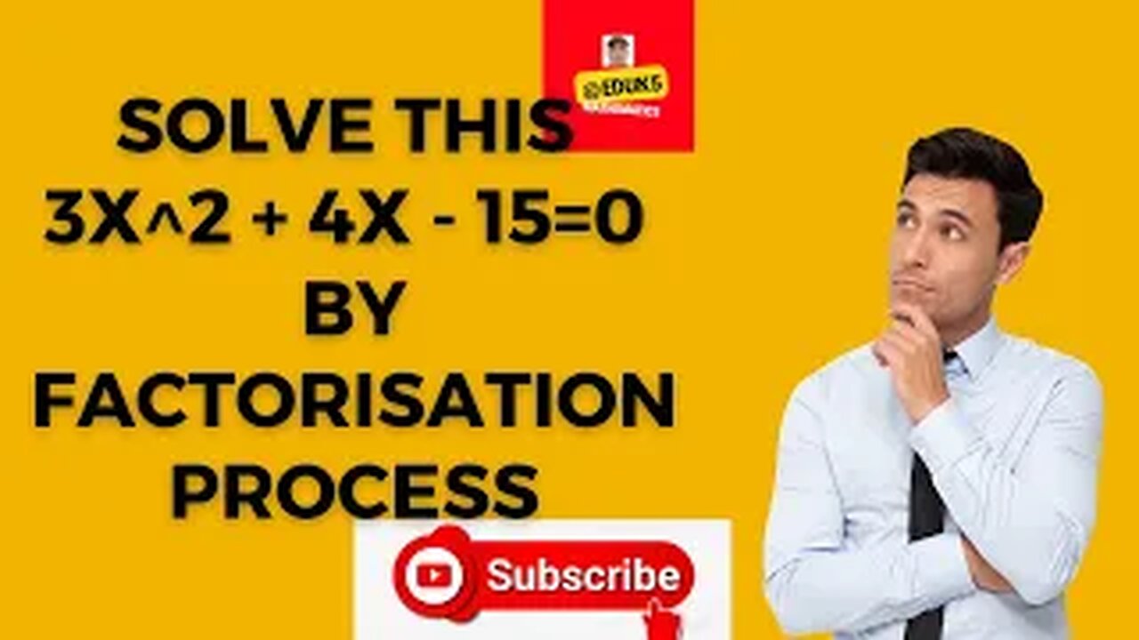 Solve the given equation | Solve 3x^2+4x-15=0 by factorization method | @eduk5 | Quadratic equation