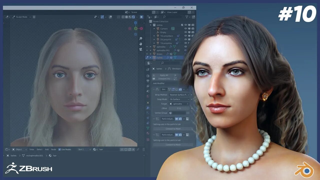 Aphrodite | how to create 3d realistic Character for animation | Part 10 | ZBrush | Blender tutorial