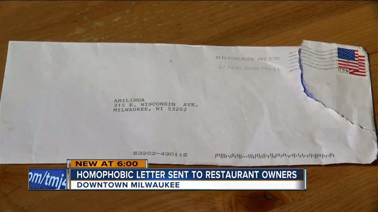 Homophobic letter sent to restaurant owners