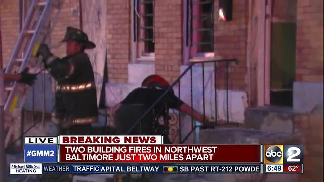 Two building fires two miles apart in Baltimore