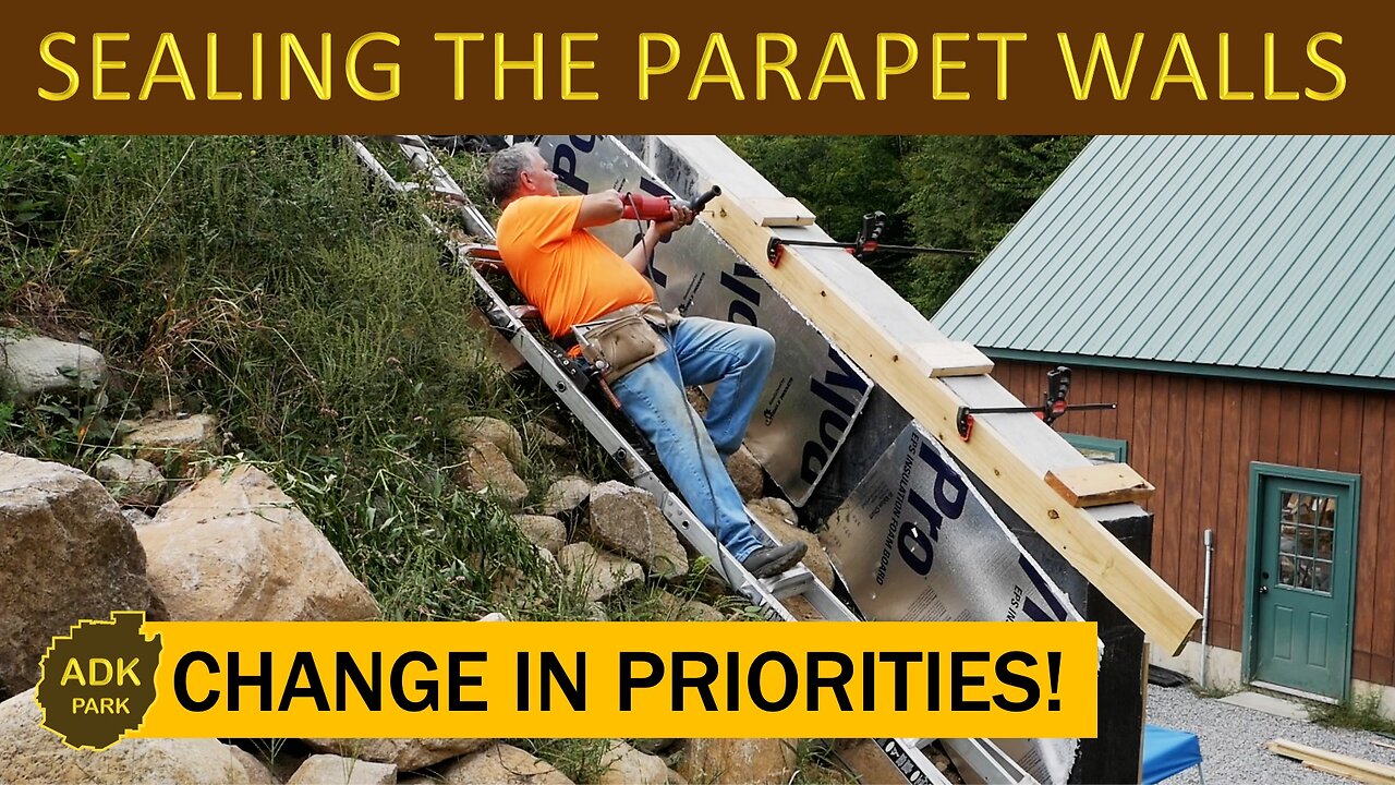 Off-Grid GREEN ROOF Home - Sealing up the Parapet Walls
