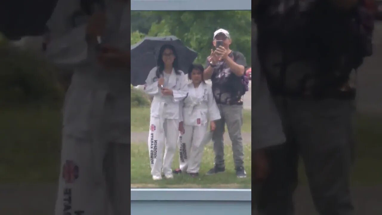 Daddy and his baby girls have fun in the rain, but after they all got a headache