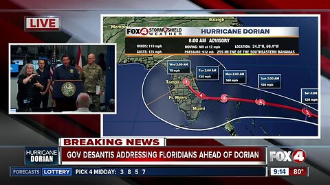 Florida Gov. Ron DeSantis provides an update on Hurricane Dorian