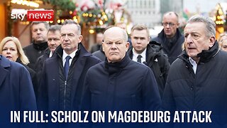 German chancellor Olaf Scholz speaks at scene of Christmas market attack in Germany