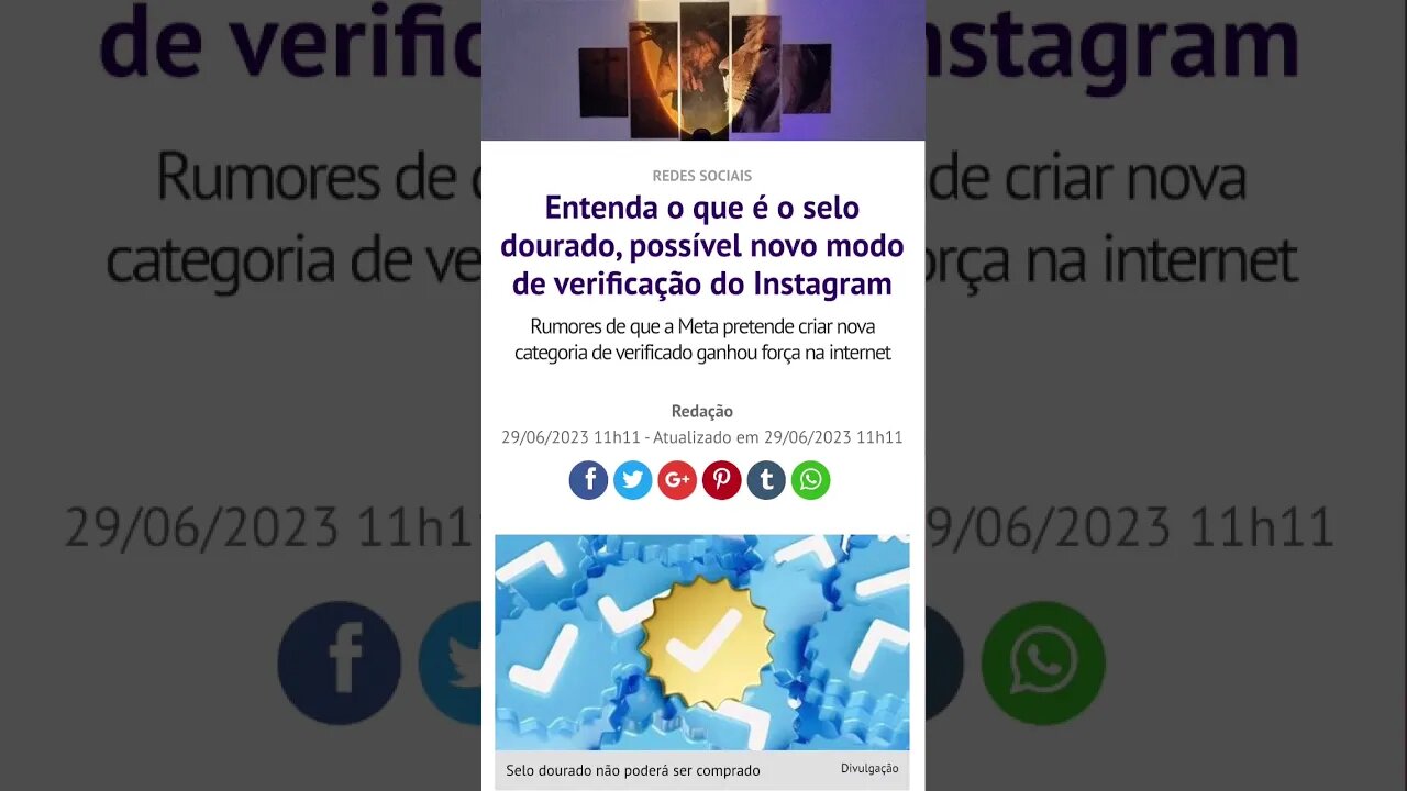 Selo azul e dourado do Instagram #noticias #news #shorts