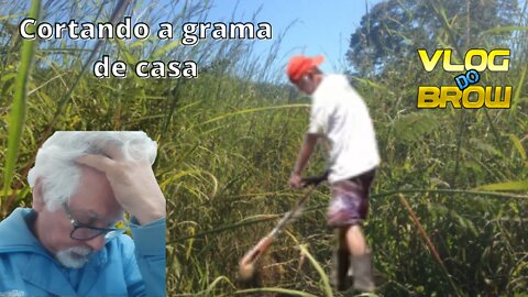 Mowing the grass at my house in Brazil