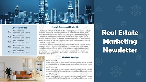 One Page Real Estate Marketing Newsletter PowerPoint Template