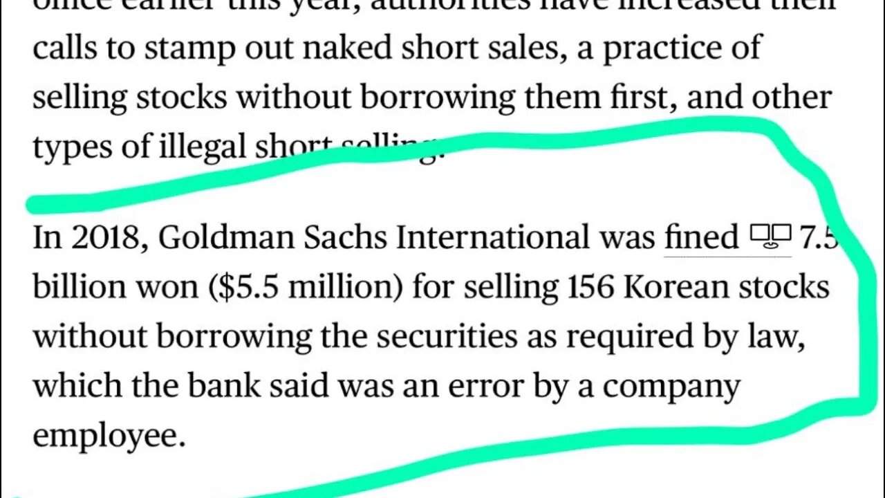 Goldman Sachs fined $5.5 Million for only 156 naked shorts in South Korea