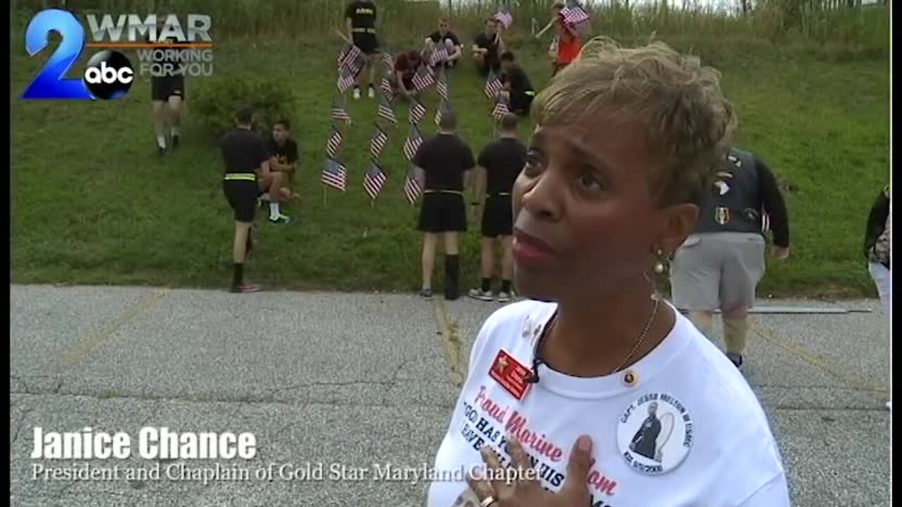 2,977 American flags placed along Putty Hill Ave in honor of 9/11 first responders