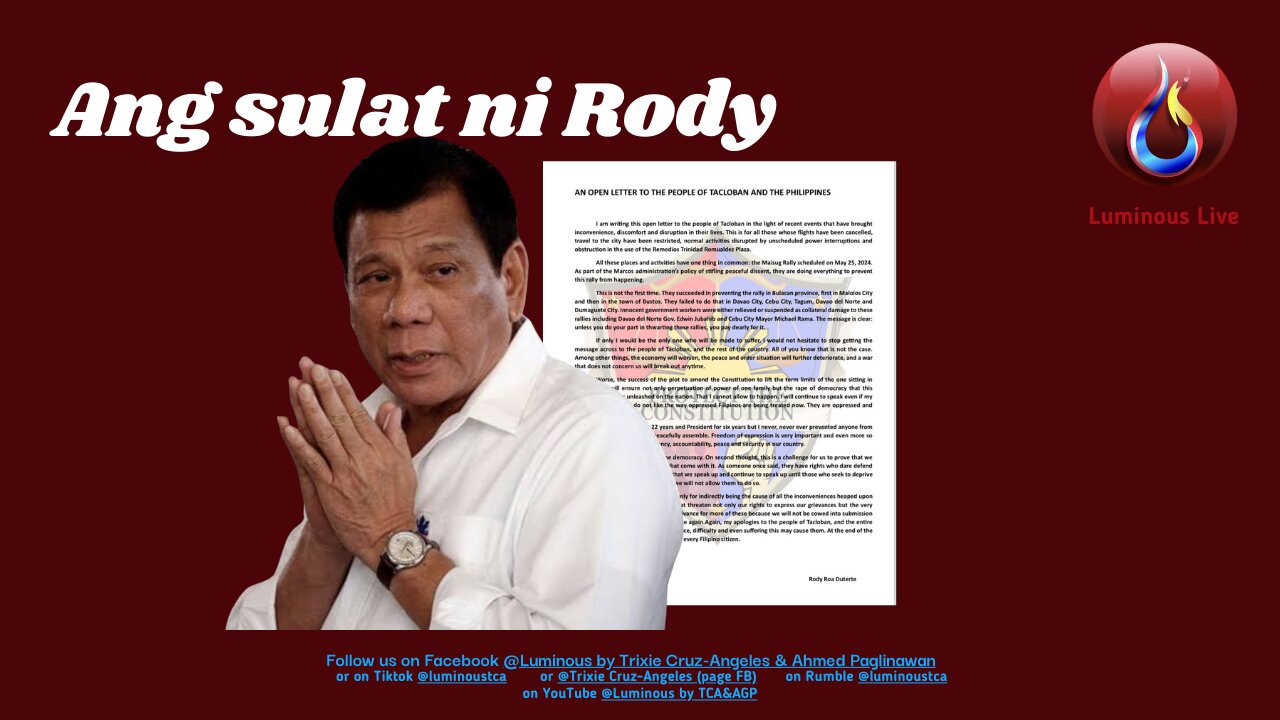 Ang sulat ni Rody Duterte
