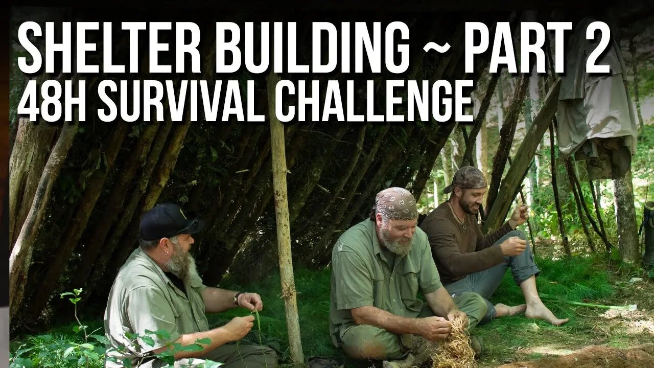 48h Survival Challenge in the Wilderness - Shelter Building Part 2