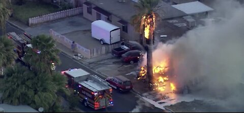 Crews make progress on Las Vegas residential fire