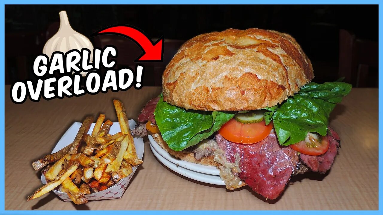 THIS STUFFED BURGER CHALLENGE IS LOADED WITH A RIDICULOUS AMOUNT OF GARLIC!!!