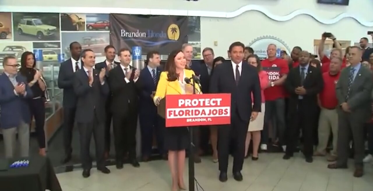 EPIC Moment As DeSantis Signs Law Banning Vax Mandates To Chants Of "Let's Go Brandon"