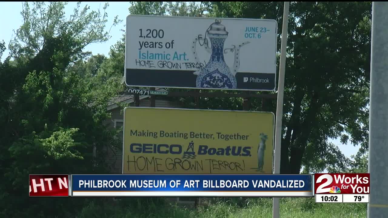 Philbrook Museum of Art billboard vandalized