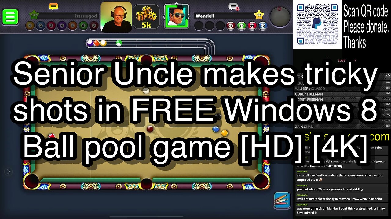 Senior Uncle makes tricky shots in FREE Windows 8 Ball pool game [HD] [4K] 🎱🎱🎱 8 Ball Pool 🎱🎱🎱