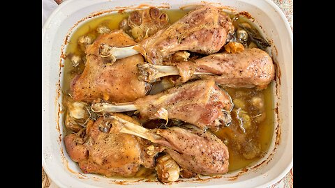 Easy Slow Roasted Turkey Legs with Garlic & Herbs