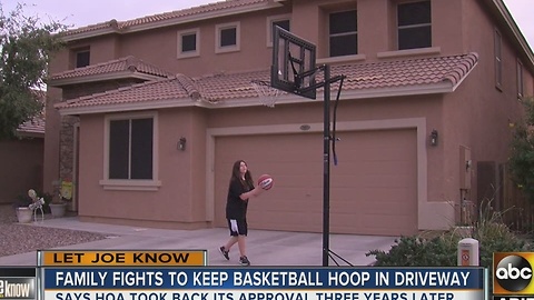 Family fights to keep basketball hoop in driveway