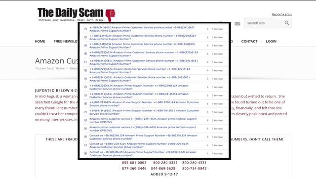 Fake Amazon customer service numbers