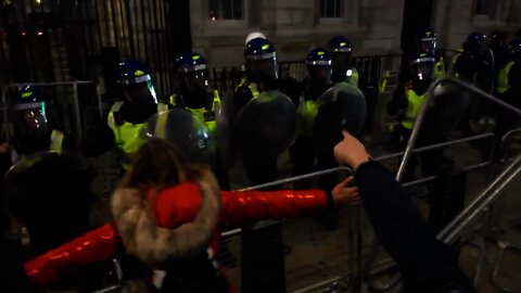 GET BACK WOMEN PUSHED WITH RIOT SHIELD #worldwidefreedomrally