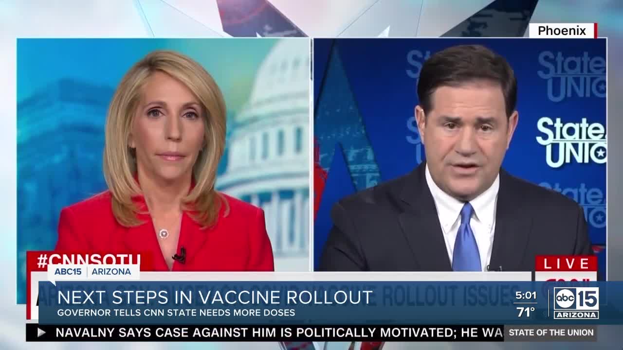 Governor Ducey: Arizona in danger of running out of COVID-19 vaccines