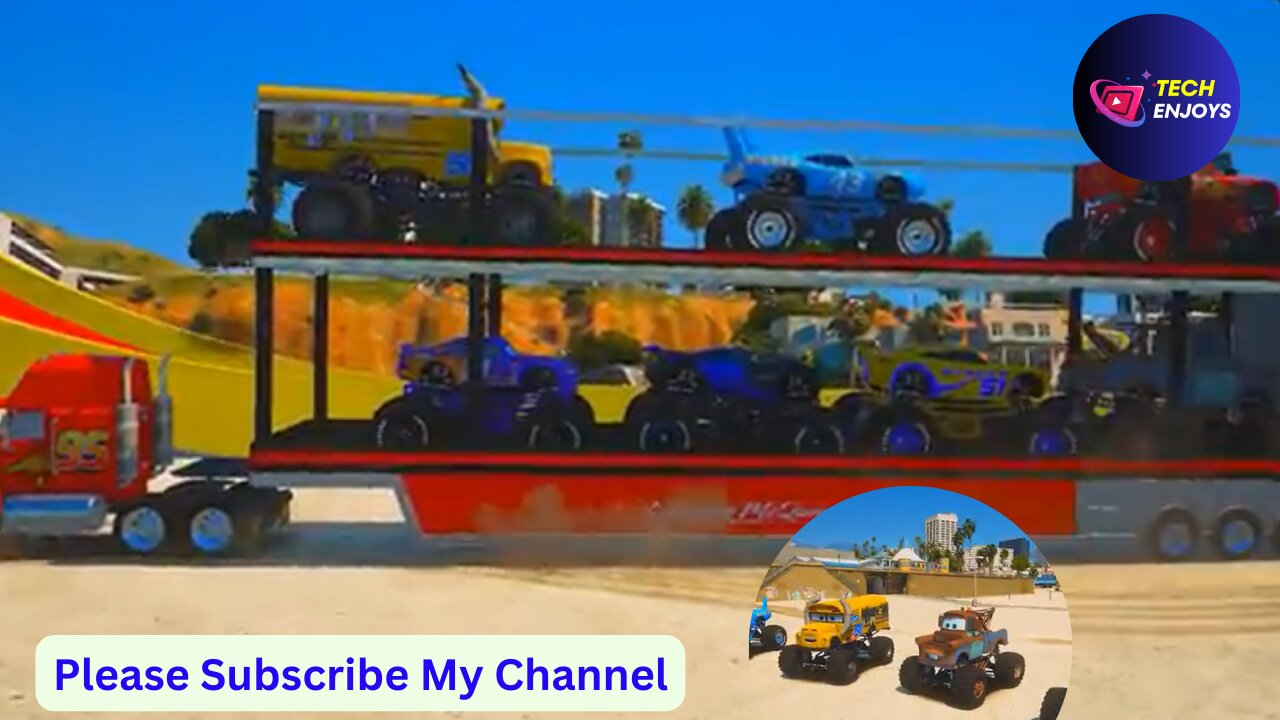 Funny Vehicle Challenge Crazy Cars Monster Trucks McQueen | Challenge Vehicle 2024 #Techenjoys